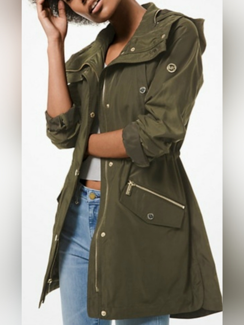 Michael Kors Olive Hooded Utility Anorak Jacket